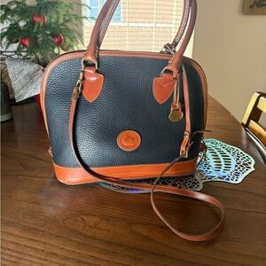 Vintage Dooney & Bourke Black and Brown Leather Satchel